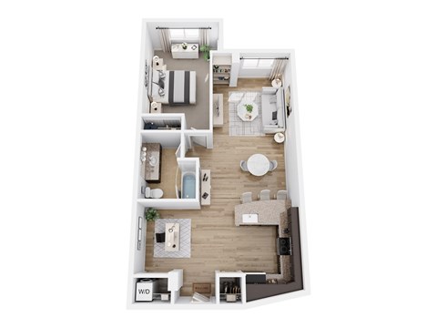 Floor plan for 1 bed, 1 bath, 780 sqft